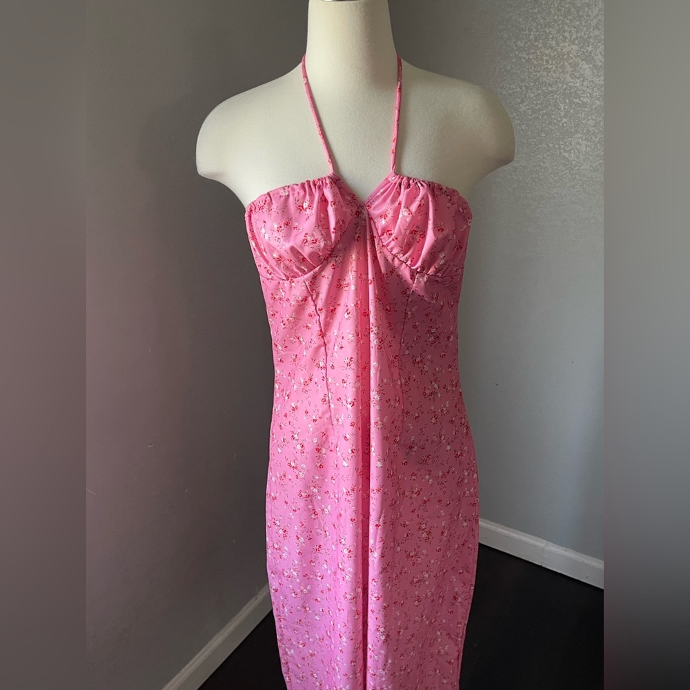 Strapless Pink Floral Dress - Picture 2 of 5